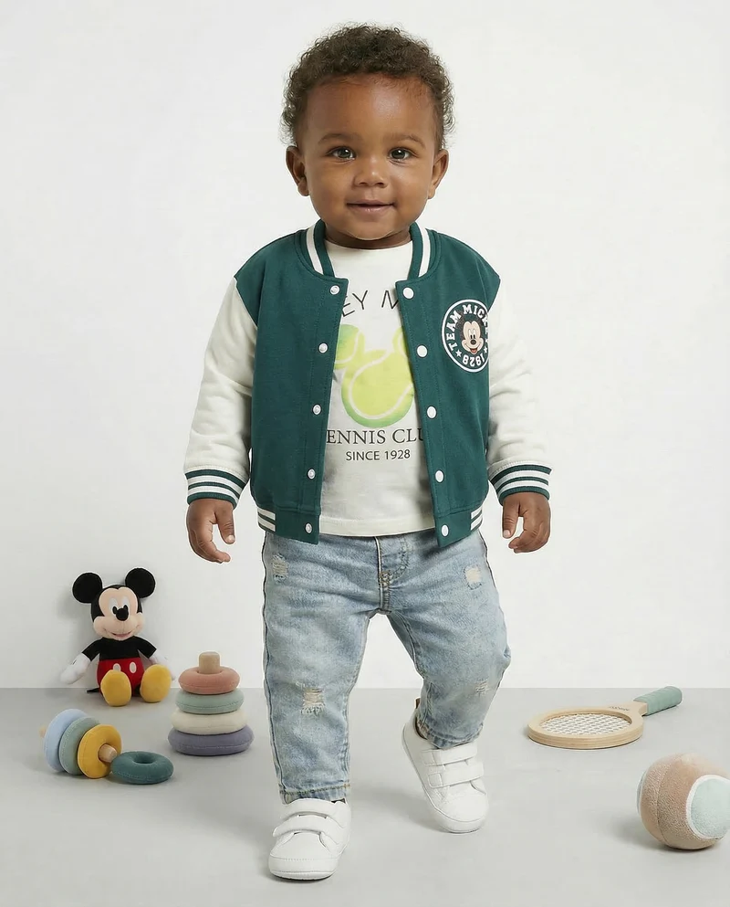 Felpa college Mickey Mouse manica lunga - Verde