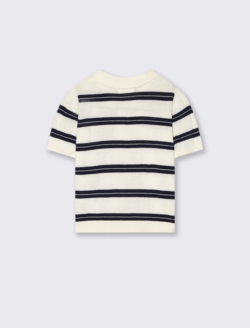 T-shirt girocollo con ricamo spugna - Righe