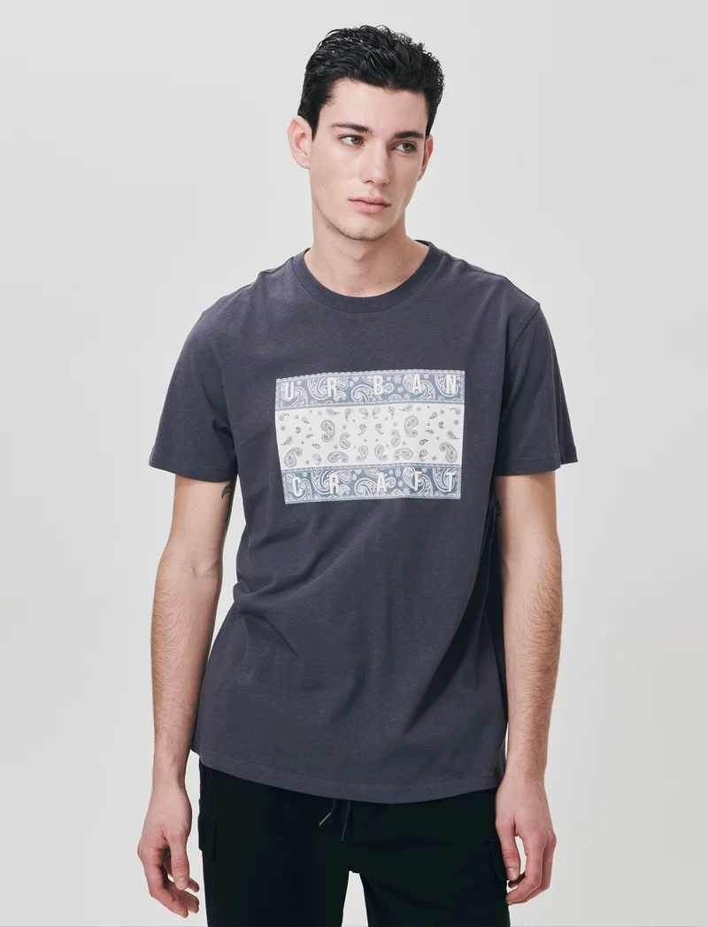 T-shirt in cotone con stampa paisley - Avion