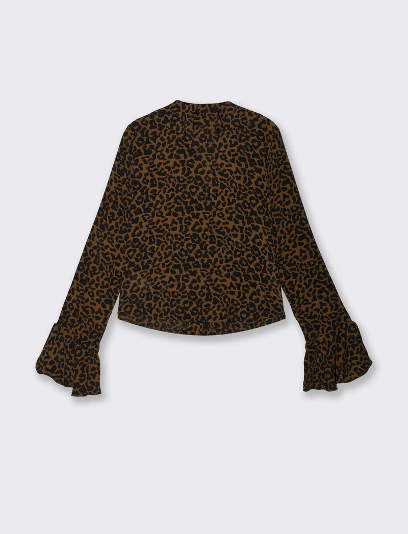 Camicia Stampata con Scollo a V e Rouches - var 2