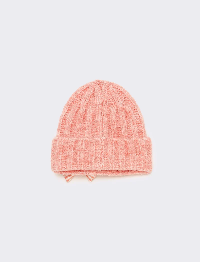 Set cappello e sciarpa con fiocco vichy - Rosa