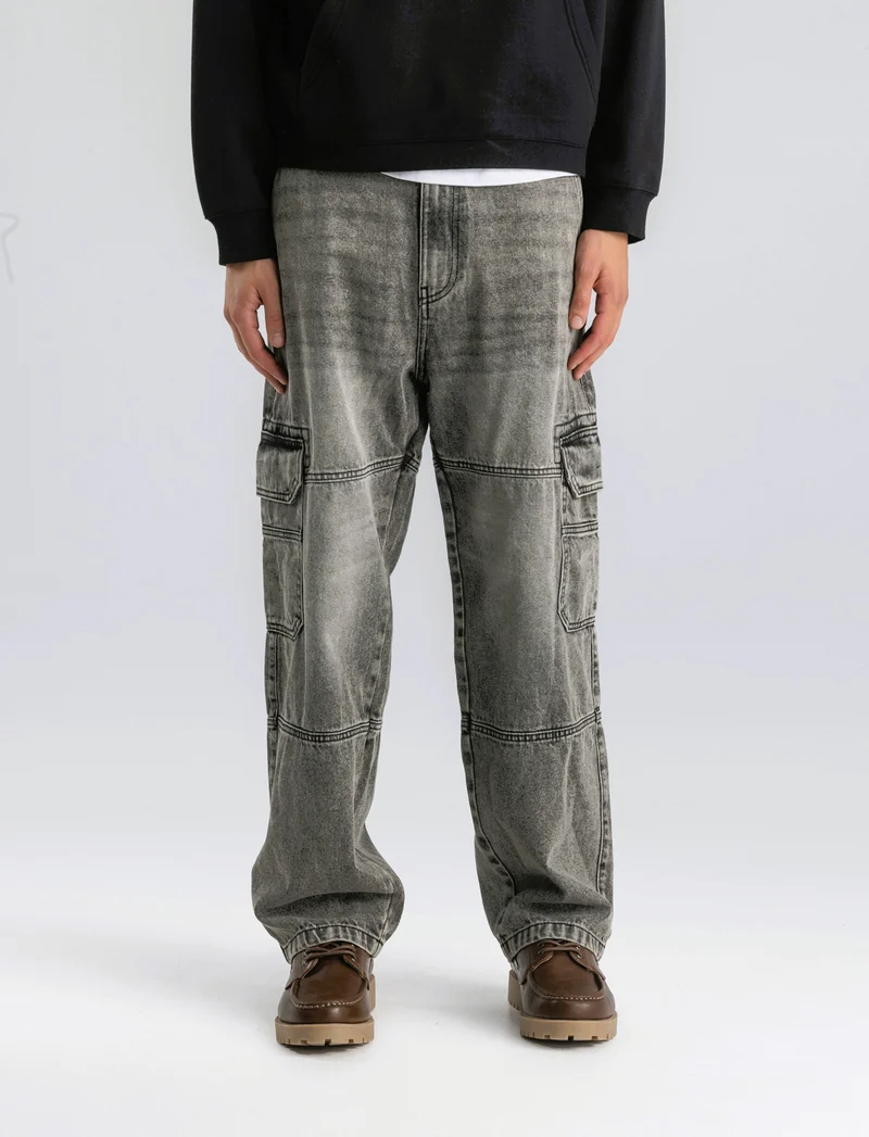 JEANS GRIGIO BAGGY CARGO FIT - Grigio