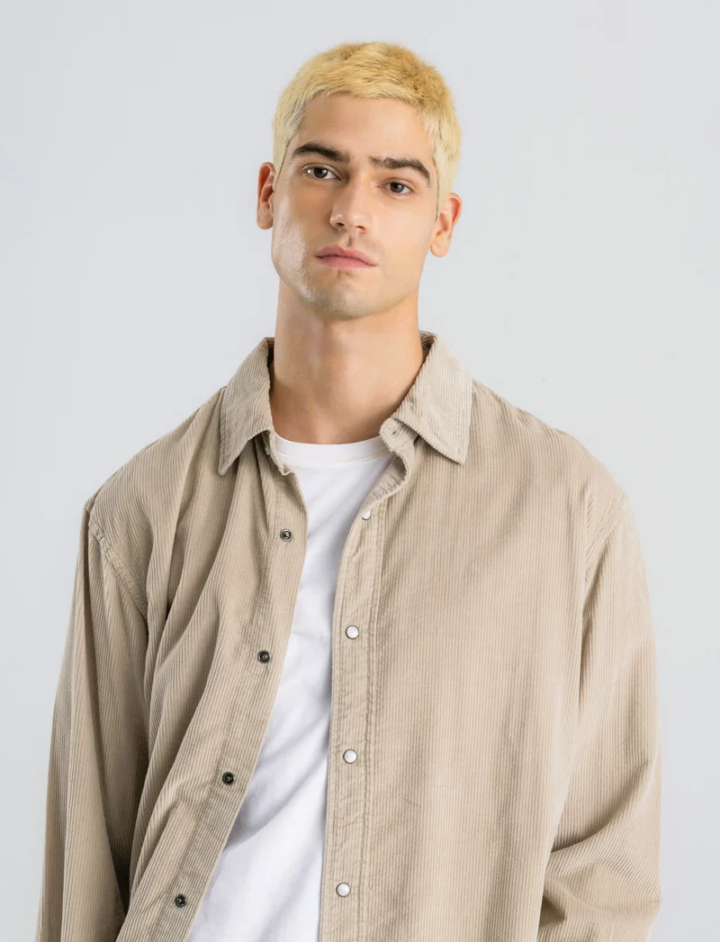 CAMICIA IN VELLUTO - Beige