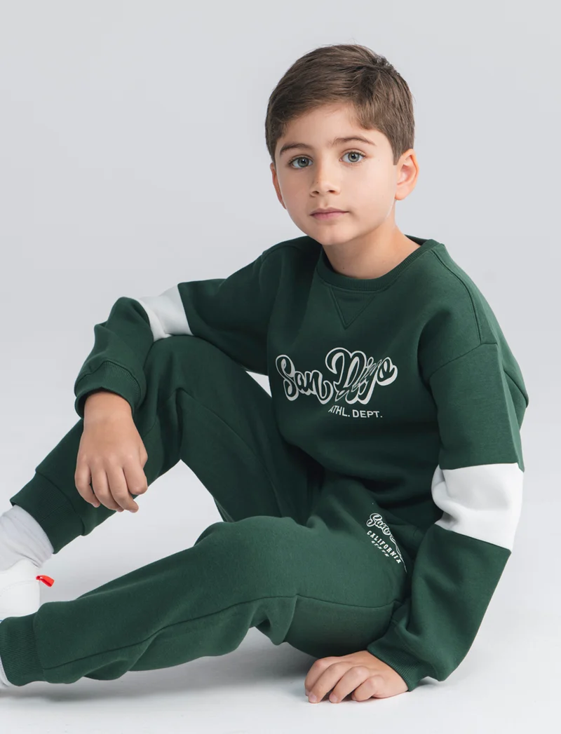Jogger con Stampa Casual e Colorati - Verde abete