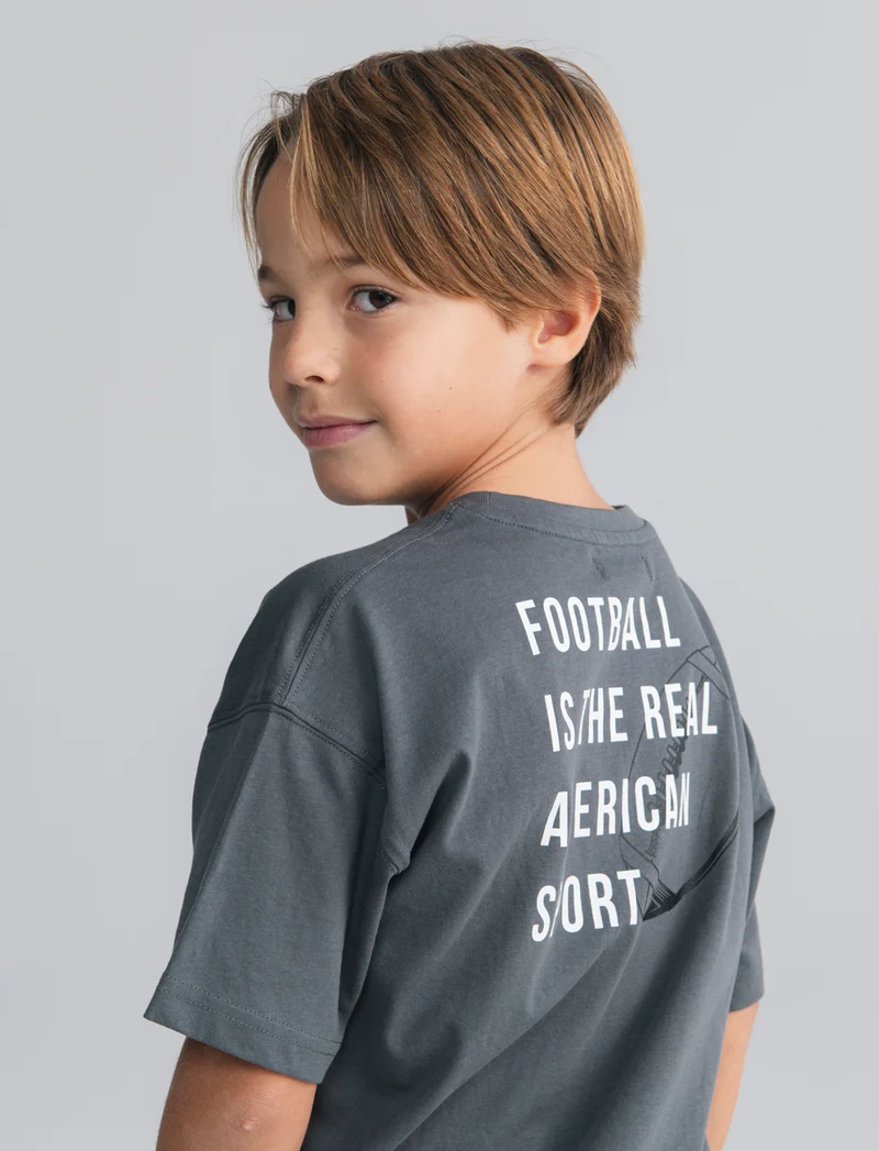 T-shirt in cotone con doppia stampa - Grigio