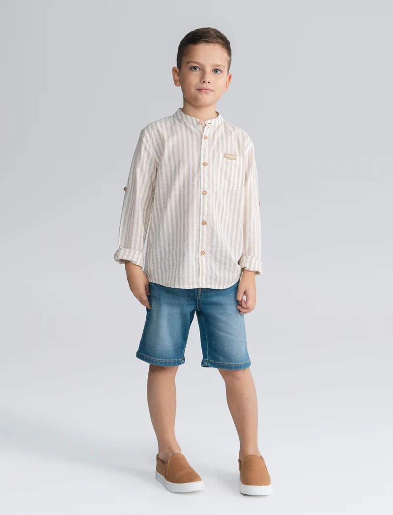 Camicia rigata in cotone con dettagli chic - Righe