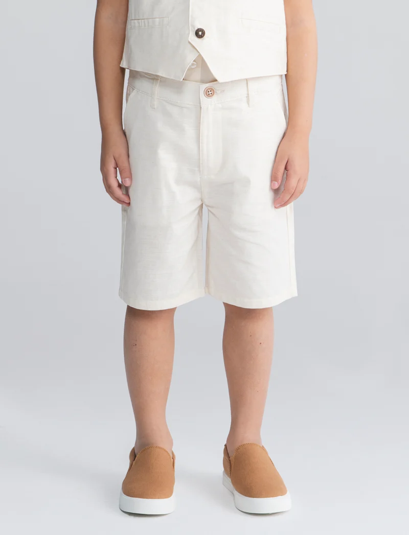 Bermuda in misto lino modello chino - Beige