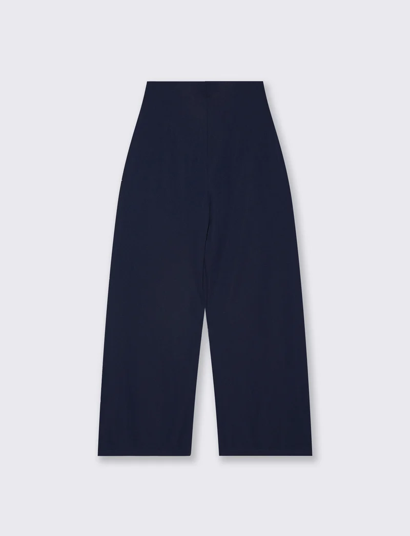 Pantalone Gamba Larga con Pinces - Blu