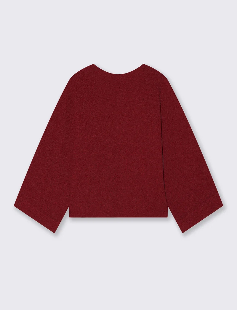 Pullover Manica a Kimono e Scollo V - Rosso india
