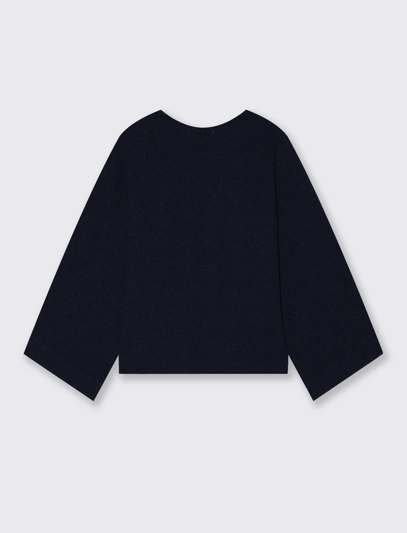 Pullover Manica a Kimono e Scollo V - Blu