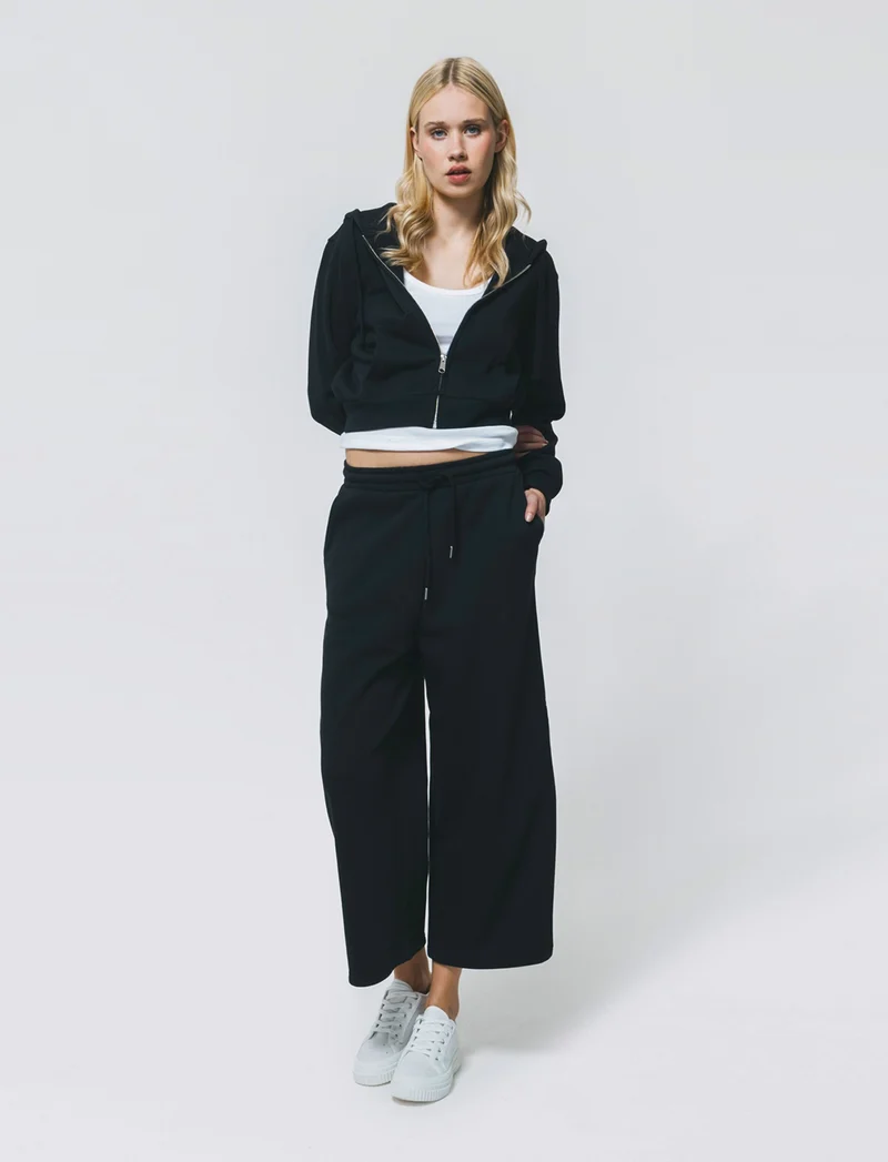 Jogger Culotte con Coulisse in Vita - Nero