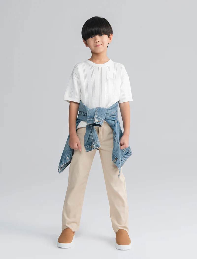 T-shirt in cotone mezza manica regular - Bianco latte