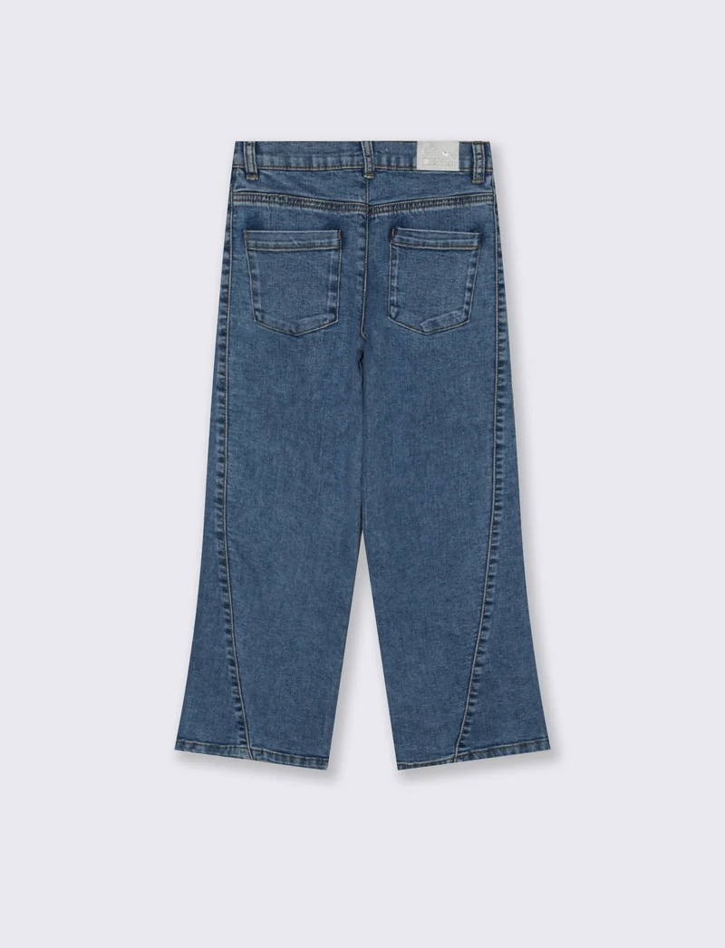 Jeans wide leg elasticizzati con tagli sagomati - Denim
