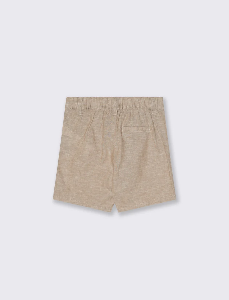 Bermuda in misto lino con tasche frontali - Beige