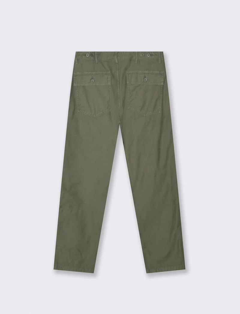 Pantalone twill slub regular fit con tasche - Verde militare