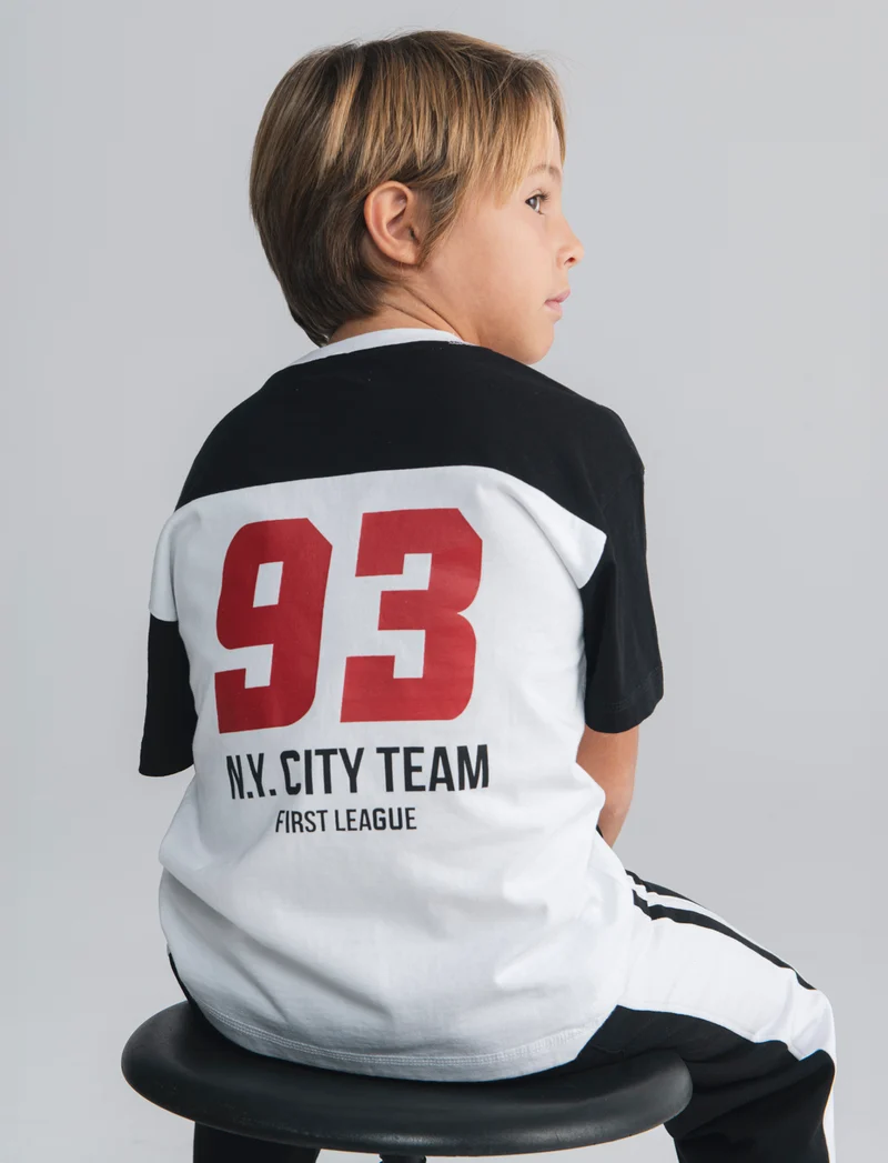 T-shirt girocollo maniche in contrasto - Bianco