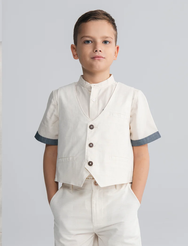 Gilet in misto lino per eventi eleganti - Beige