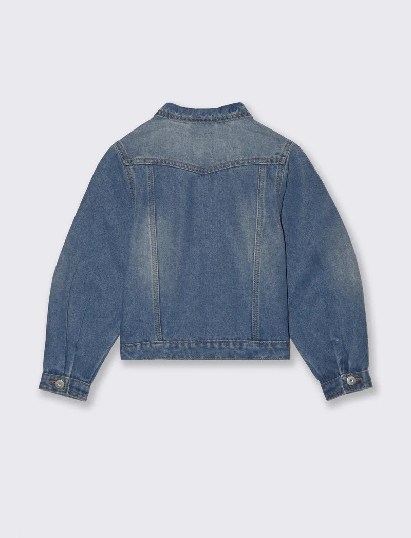 Giubbino jeans bambina manica a sbuffo - Denim chiaro