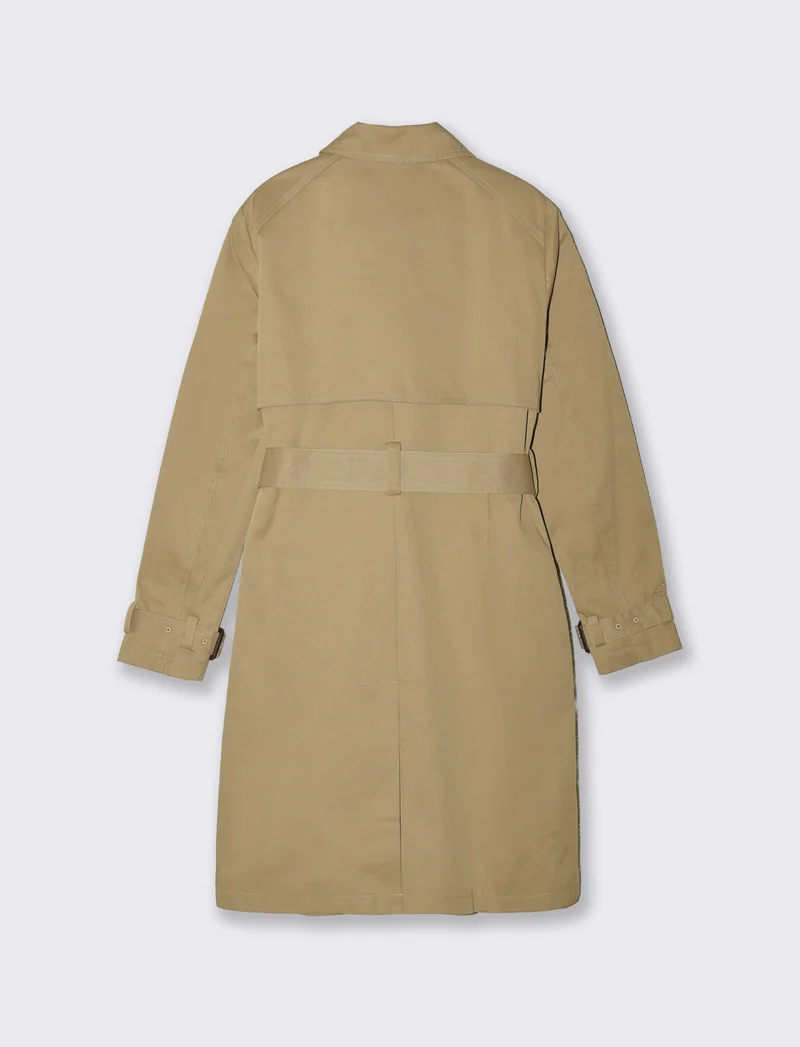 Trench lungo con cintura e taschini - Cammello