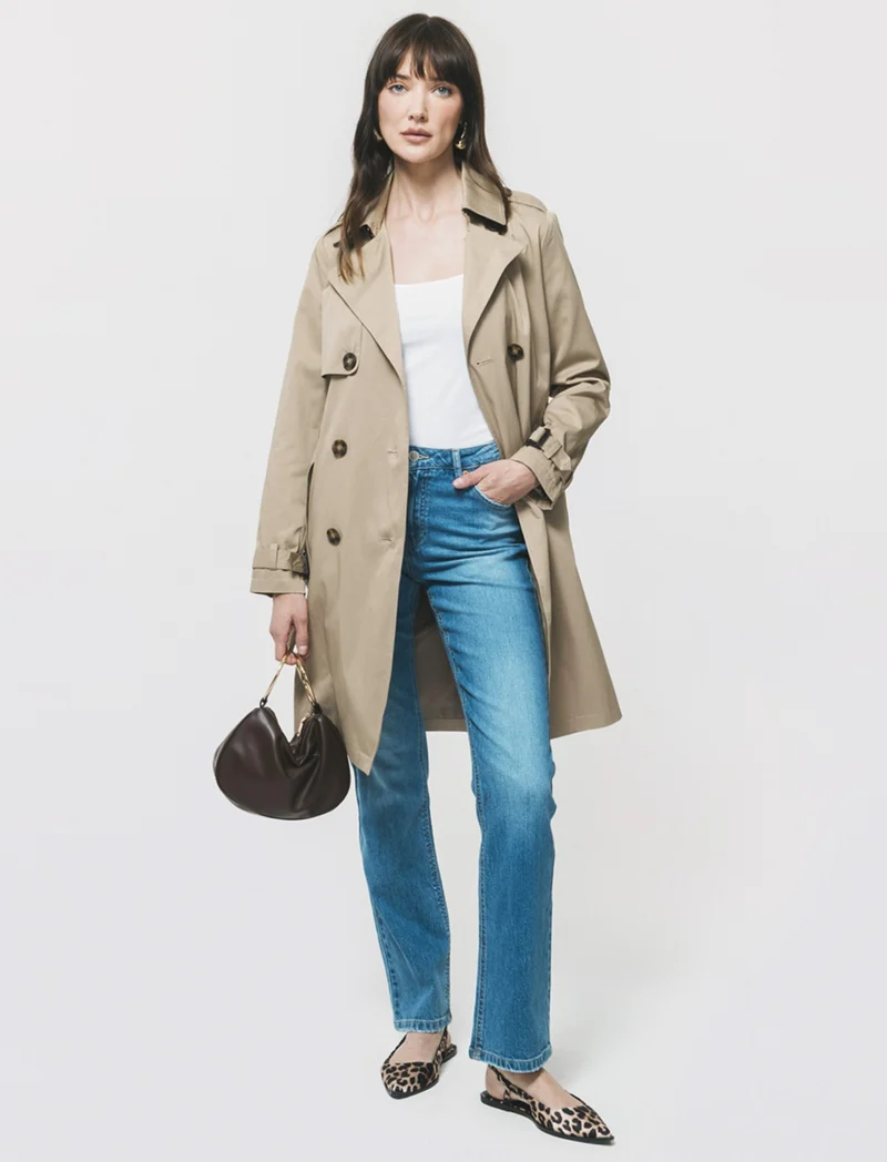 Trench lungo con cintura e taschini - Cammello