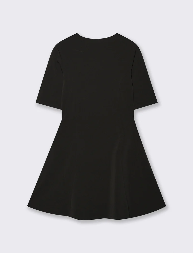 Vestito Manica Corta con Cintura - Nero