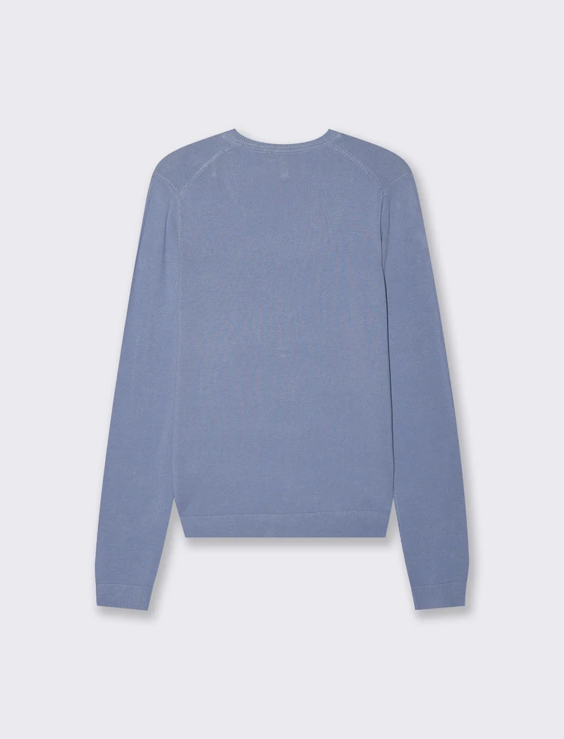 Maglia Manica Lunga Scollo a V - Denim