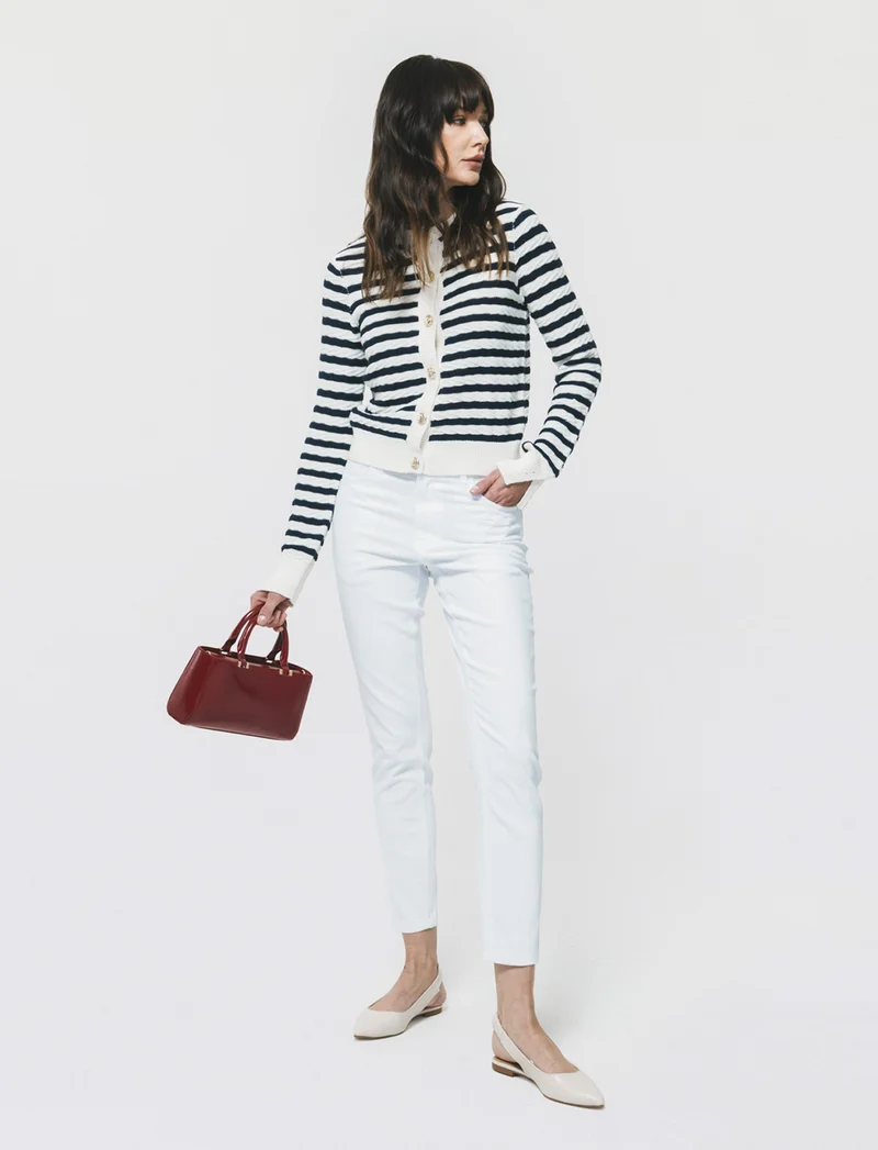 Jeans skinny 5 Tasche con Chiusura Frontale - Bianco