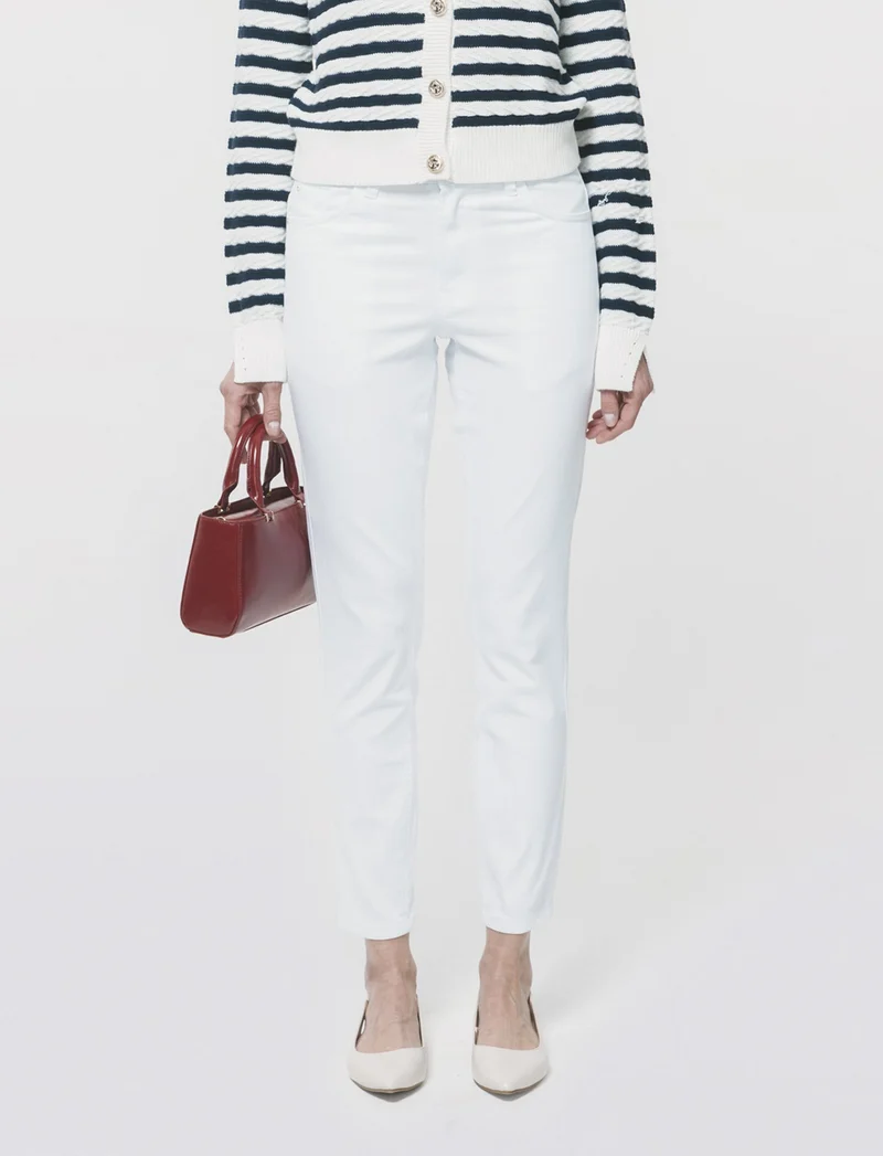 Jeans skinny 5 Tasche con Chiusura Frontale - Bianco