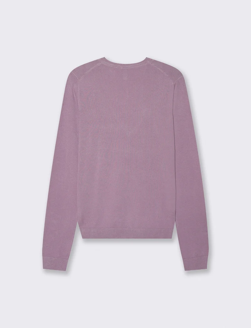 Maglia Manica Lunga Scollo a V - Viola glicine