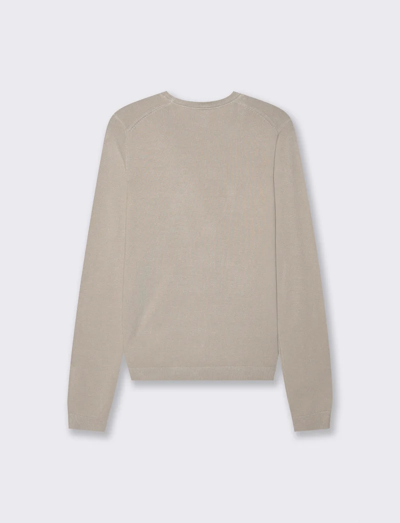 Maglia Basica Manica Lunga a Coste - Beige grano