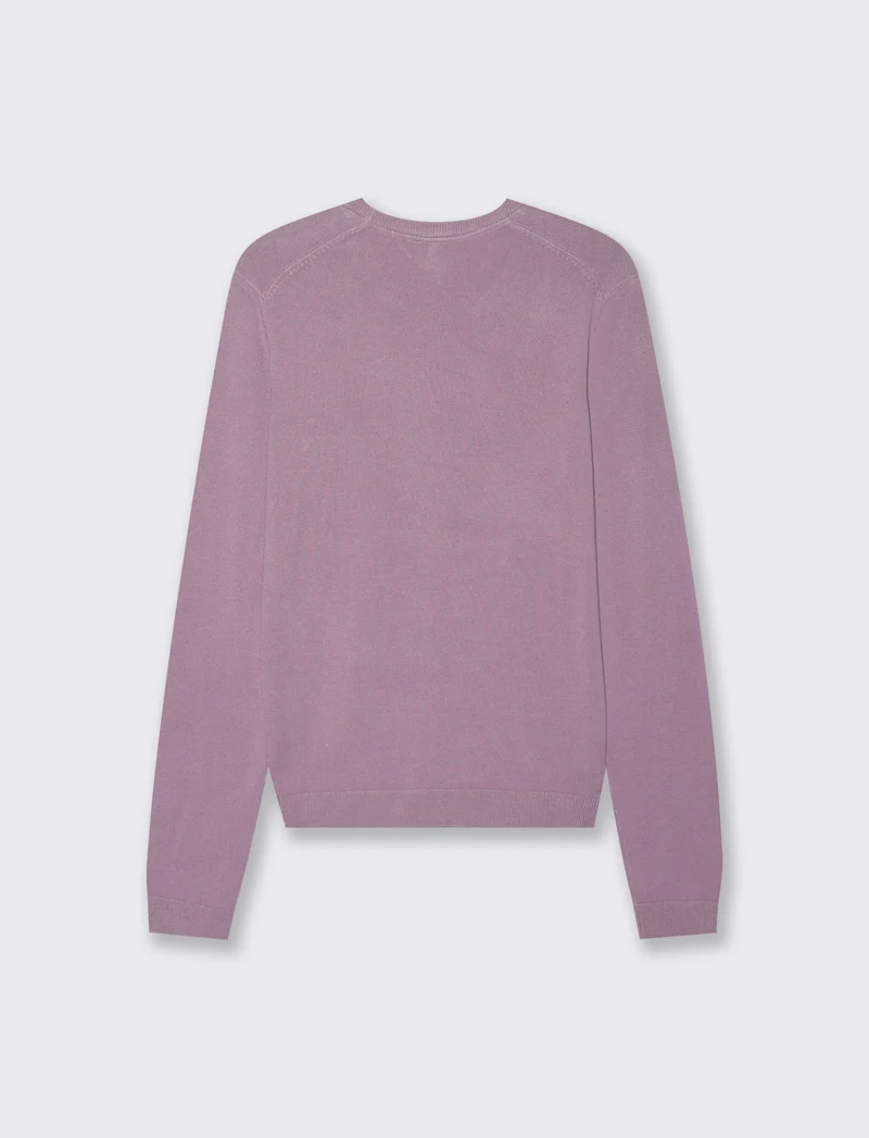 Maglia Basica Manica Lunga a Coste - Viola glicine