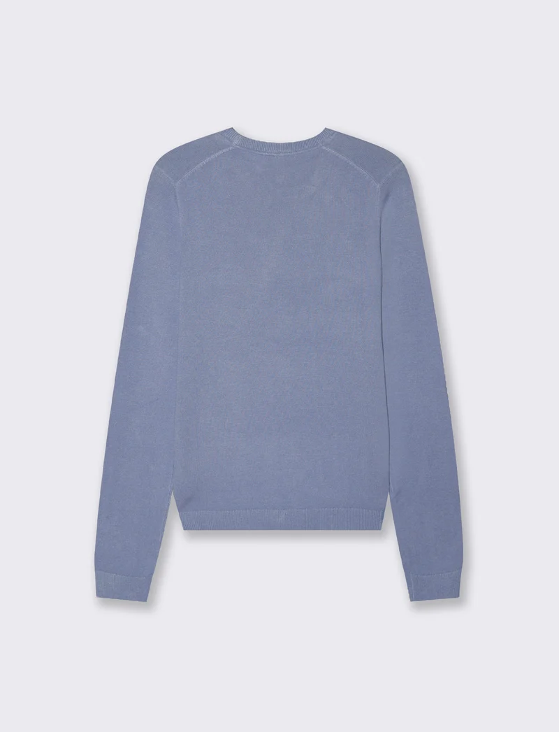 Maglia Basica Manica Lunga a Coste - Denim