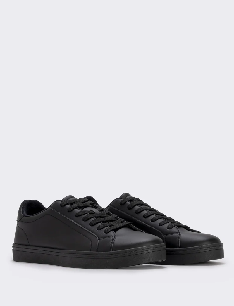 Sneakers minimal da uomo in poliuretano - Nero