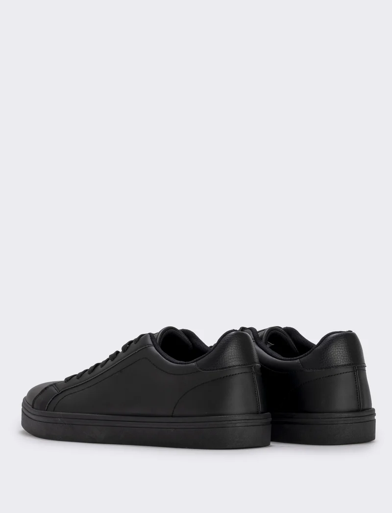 Sneakers minimal da uomo in poliuretano - Nero