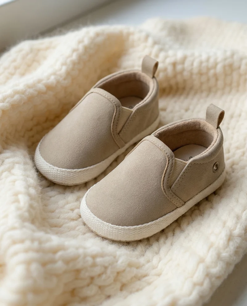 Slip-on beige antiscivolo per neonato - Beige