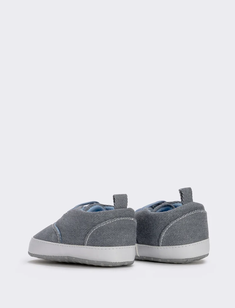 Scarpa in denim per neonato con lacci - Denim