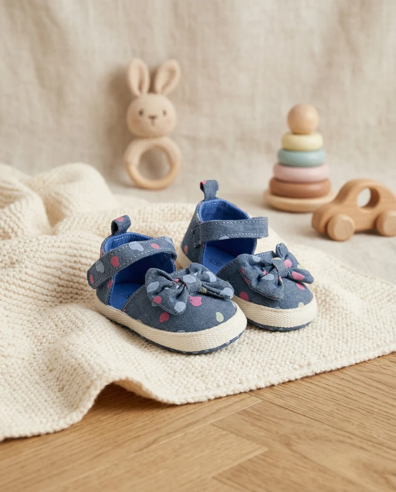 Scarpa in denim con fiocco e pois antiscivolo - Denim