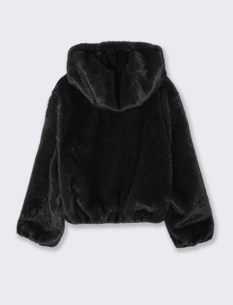 GIACCA IN FINTA PELLICCIA - Nero