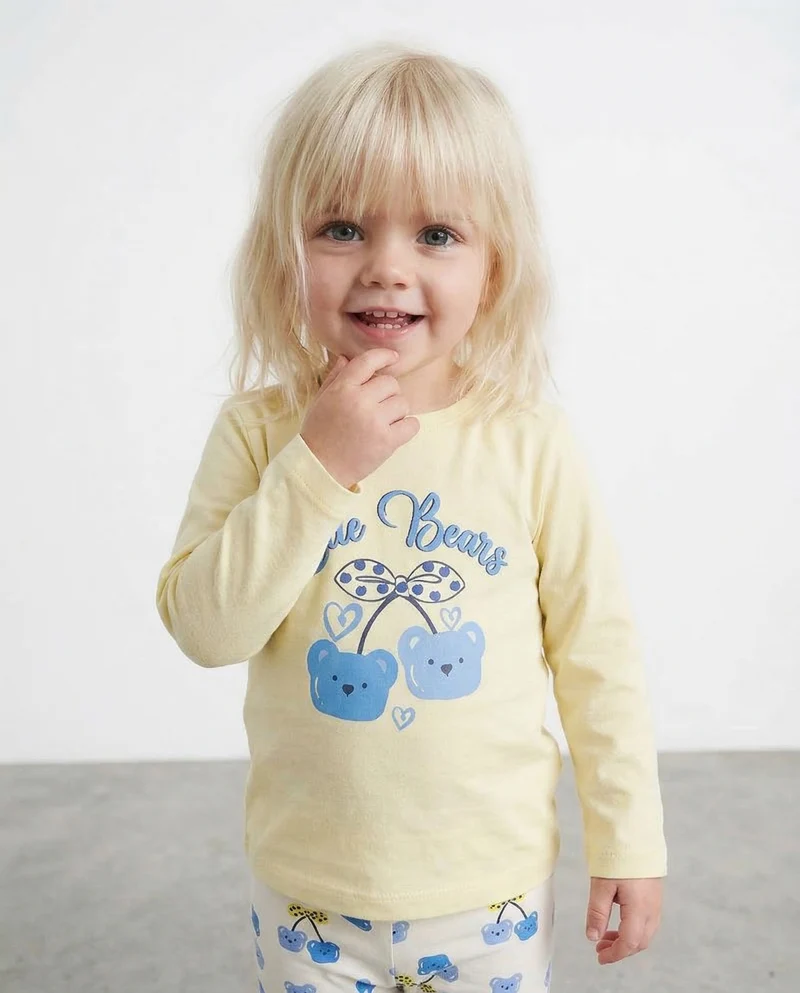 Set t-shirt e leggings con stampa all over - Giallo