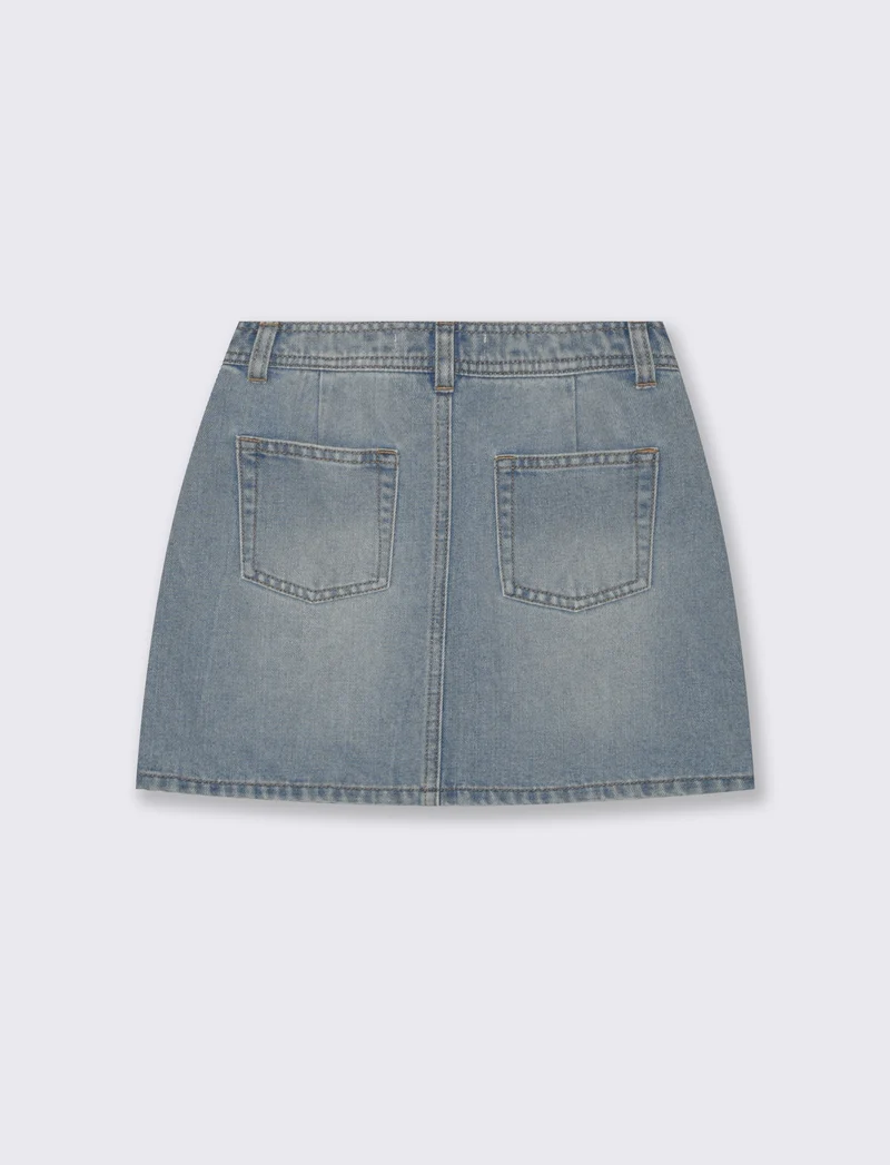 Gonna in denim con tasche e bustino - Denim chiaro