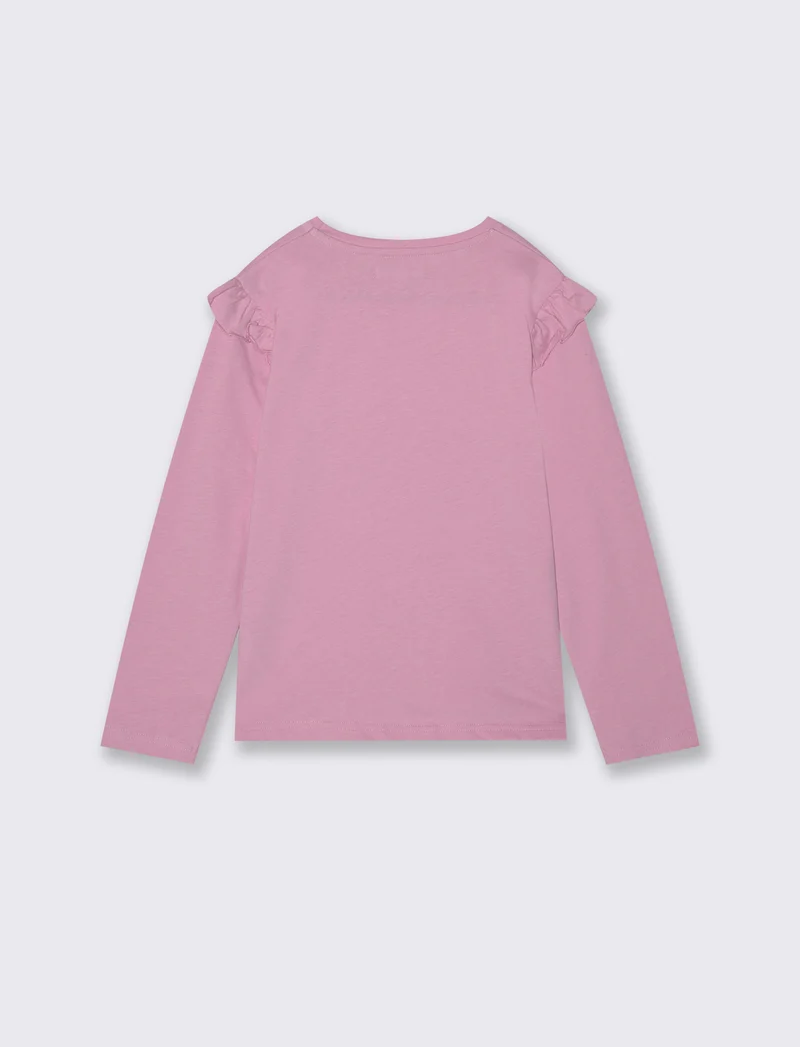 T-shirt manica lunga con rouches bambina - Rosa candy