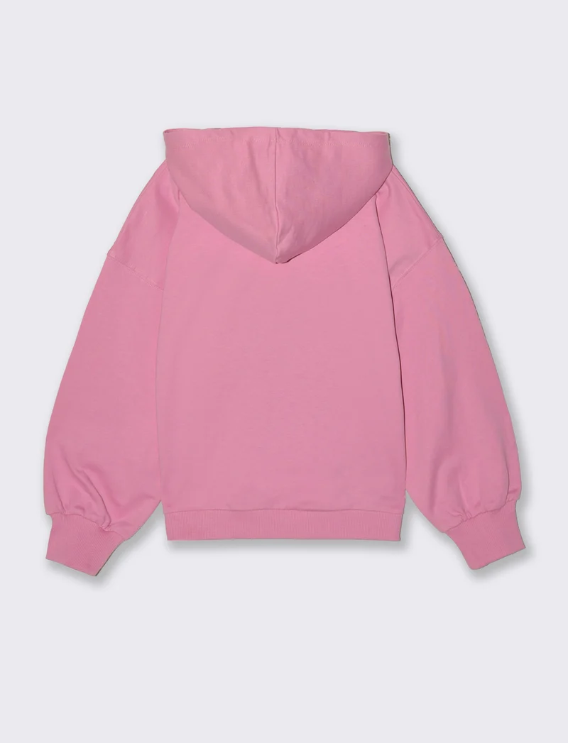 Felpa bambina con cappuccio e vestibilità loose - Rosa candy