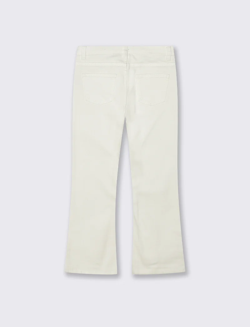 Pantalone flare in cotone per bambina - Bianco