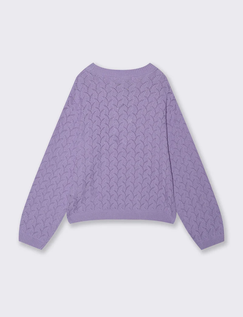 Maglia leggera in cotone traforato per bambina - Lilla