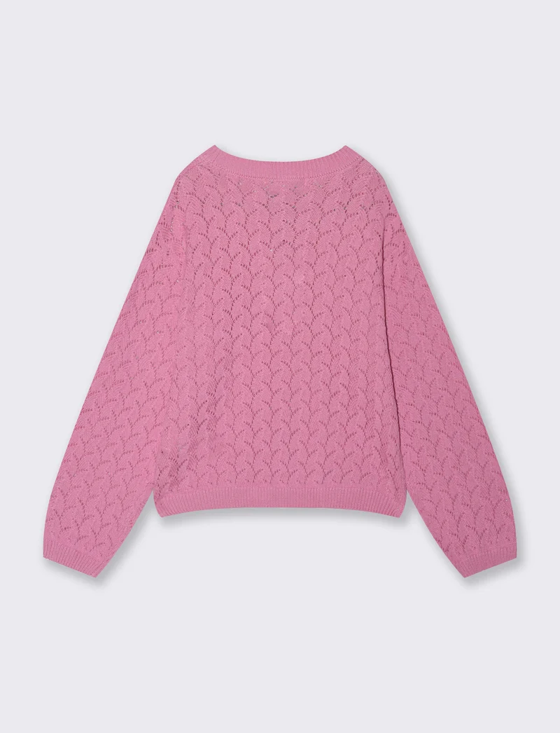 Maglia leggera in cotone traforato per bambina - Rosa