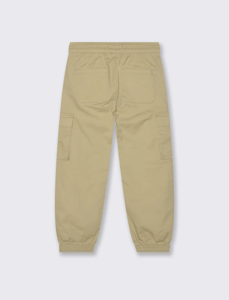 Jogger in popeline con tasconi e coulisse - Beige