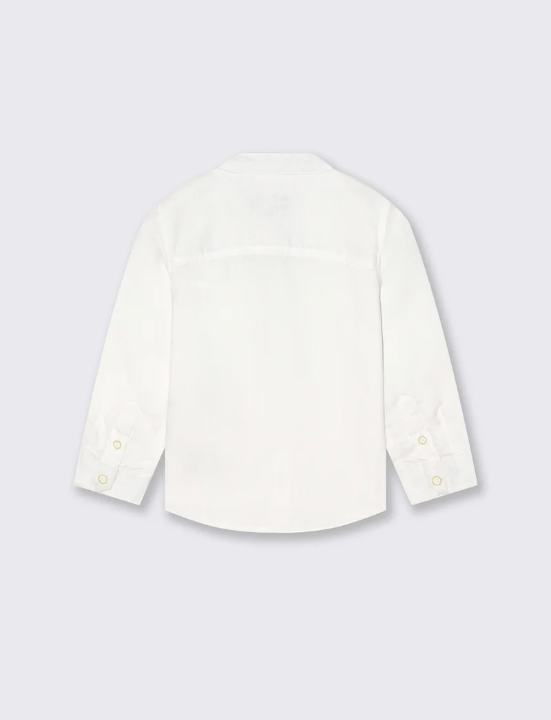 Camicia coreana manica lunga tinta unita - Bianco latte