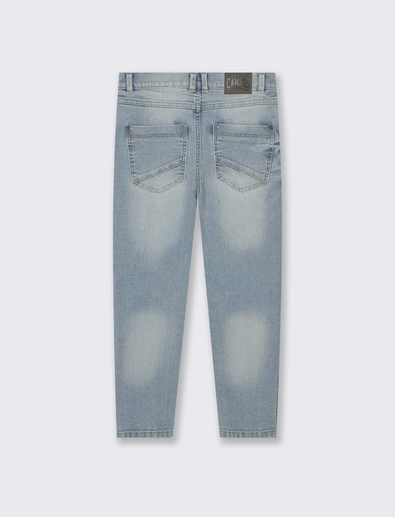 Jeans 5 tasche con rotture e vita elastica - Denim chiaro