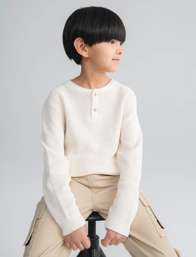 Maglia girocollo in cotone morbido e moderno - Beige