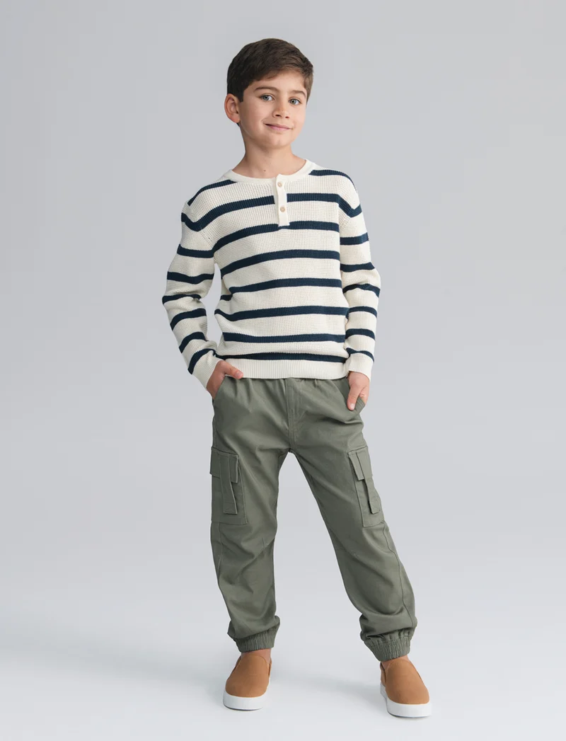 Maglia girocollo in cotone morbido e moderno - Righe